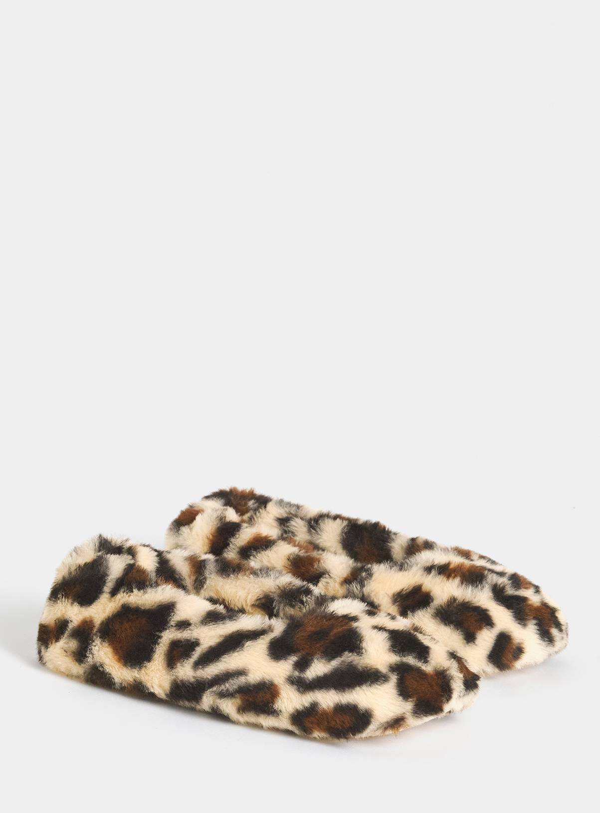 SIMPLY BE Leopard Print Fluffy Ballerina Slipper Wide Fit M - Image 2